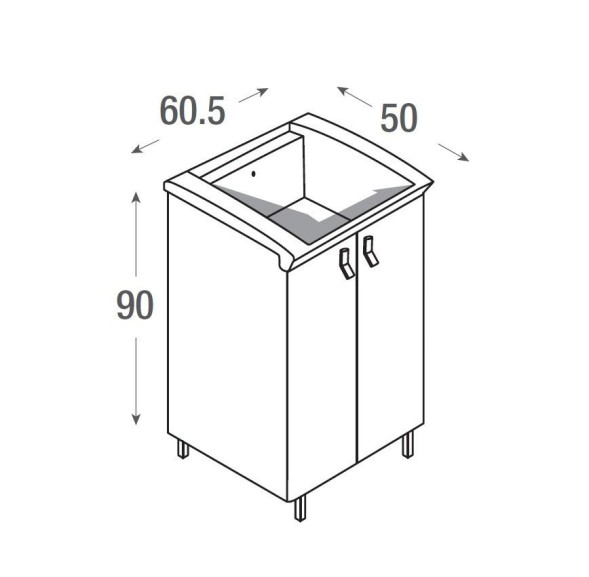 Хозяйственная раковина GEROMIN Bijoux PC65BIJOUX1 с тумбой напольная без отверстия с переливом цвет белый