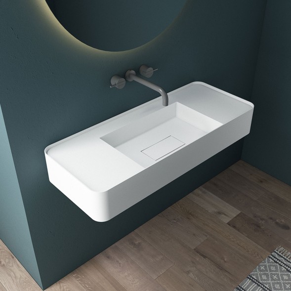 Vincea Раковина Солид Серфейс (Solid Surface)  VWB-6S312MW, 1200*400*150, подвесная, цвет белый матовый