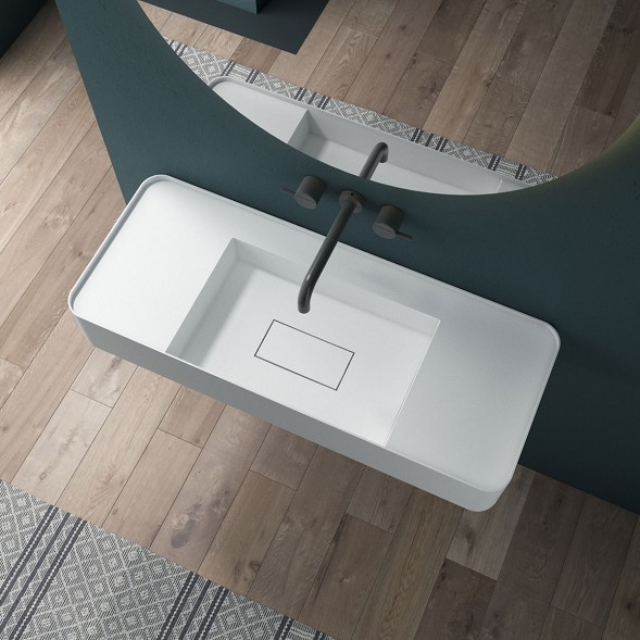 Vincea Раковина Солид Серфейс (Solid Surface)  VWB-6S312MW, 1200*400*150, подвесная, цвет белый матовый