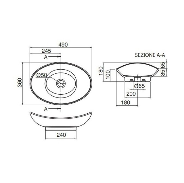 Раковина Scarabeo ZEFIRO накладная без перелива без отверстий цвет белый 8207