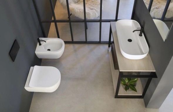 Биде Scarabeo GLAM подвесное с одним отверстием цвет черный матовый с антибактериальным и грязеотталкивающим покрытием BIOKER 5202 49 BK