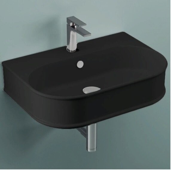 Раковина Artceram Atelier подвесная с одним отверстием цвет черный матовый ATL0031700