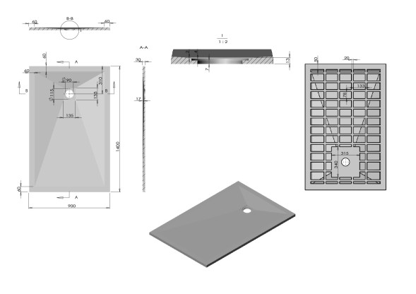 Vincea Поддон для душа из искусственного камня VST-4SR9014W, 1400*900*30, белый матовый