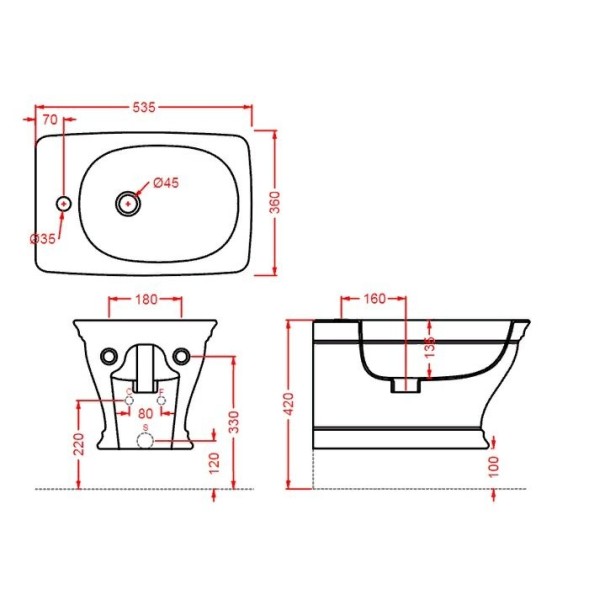 Биде Artceram Civitas подвесной с одним отверстием цвет серый  CIB001 34 00