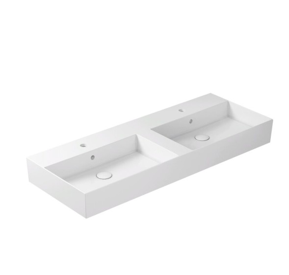 Раковина GALASSIA MEG11 PRO 8966 MT двойная подвесная с одним отверстием с переливом цвет белый матовый