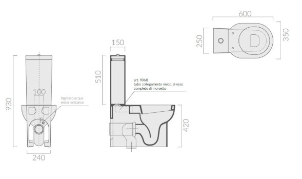 Унитаз моноблок с бачком GALASSIA M2 5220+5222+9046 напольный цвет белый глянцевый