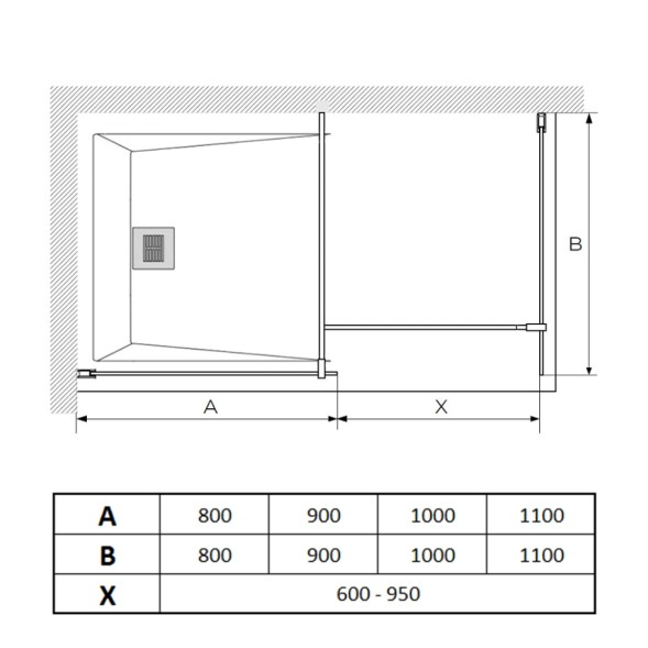 Paini Душевая перегородка 100x195 стекло прозрачное