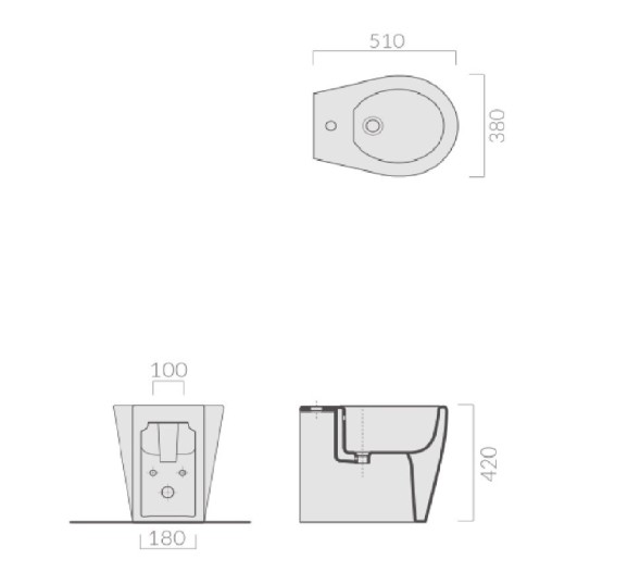 Биде GALASSIA xES 9908 NE подвесное с одним отверстием с крепежом цвет черный глянцевый