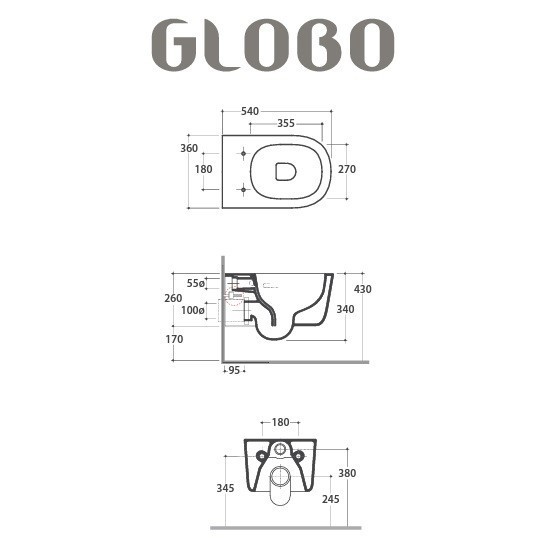 Унитаз GLOBO LALITA подвесной безободковый цвет белый LTS02BI