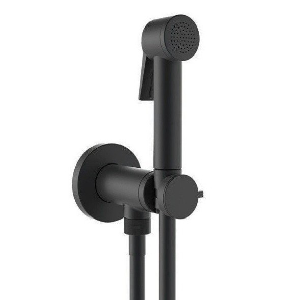 Гигиенический душ Bossini Paloma Flat E37015B.073 c прогрессивным смесителем со встраиваемой частью цвет чёрный матовый