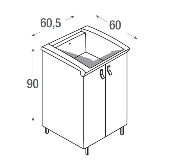 Хозяйственная раковина GEROMIN Bijoux PC66BIJOUX1 с тумбой напольная без отверстия с переливом цвет белый