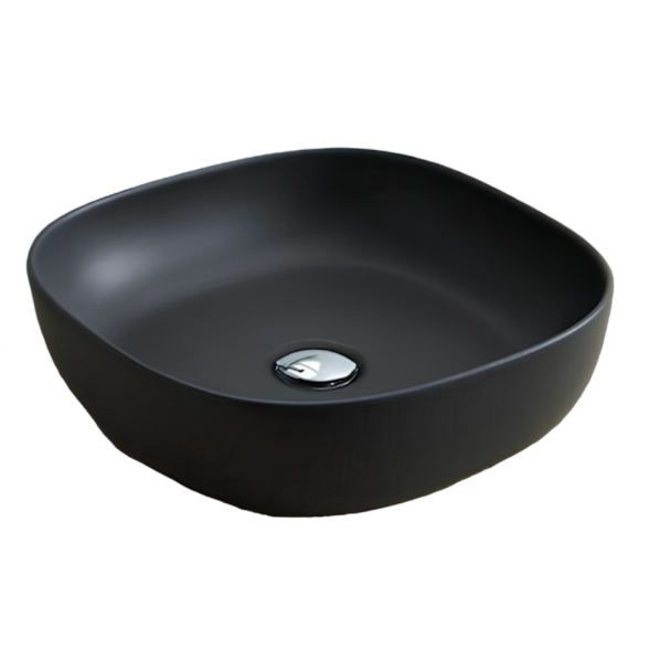 Раковина Scarabeo GLAM накладная без перелива без отверстий цвет черный матовый с антибактериальным и грязеотталкивающим покрытием BIOKER 1806 49 BK