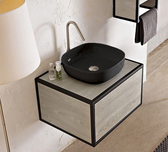 Раковина Scarabeo GLAM накладная без перелива без отверстий цвет черный матовый с антибактериальным и грязеотталкивающим покрытием BIOKER 1806 49 BK