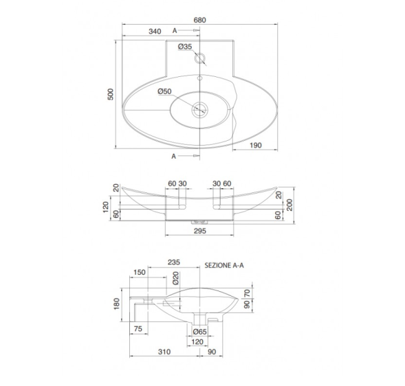 Раковина Scarabeo ZEFIRO подвесная или накладная с переливом с одним отверстием цвет белый 8201