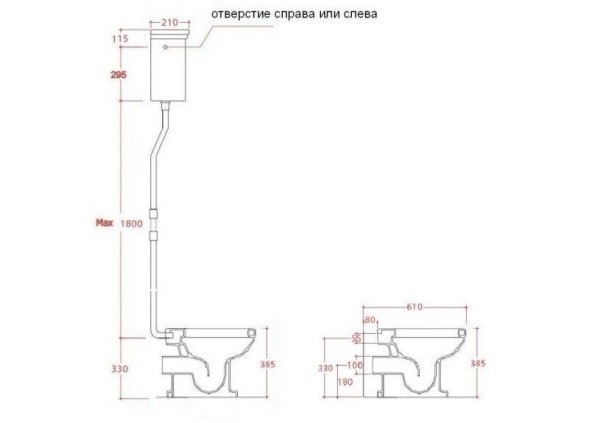 Унитаз Artceram Hermitage с бачком на высокой трубе слив в стену цвет белый/хром HEV003 01 00+HEC004 01 00+HEA006 71 1