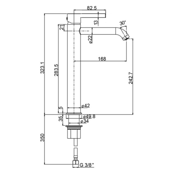 Paini 74CR205OLL Смеситель для раковины Брера высокий, хром