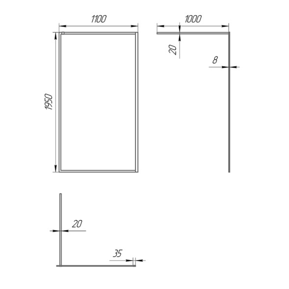 Paini Душевая перегородка 110x195 рисунок рамка