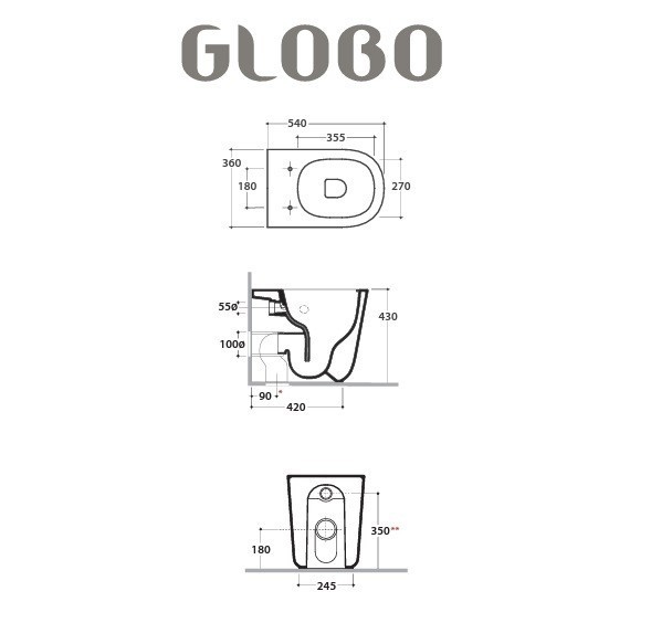 Унитаз GLOBO LALITA приставной цвет белый LT001BI