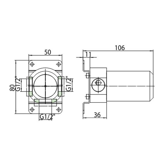Встраиваемая часть Bossini Nobu INZ222 для переключателя на 2 потребителя