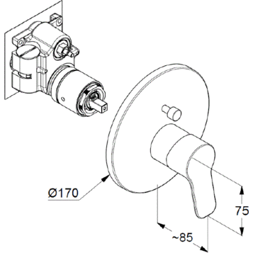 Смеситель KLUDI PURE&amp;EASY 376570565 для ванны и душа встраиваемый внешняя часть с переключателем воды