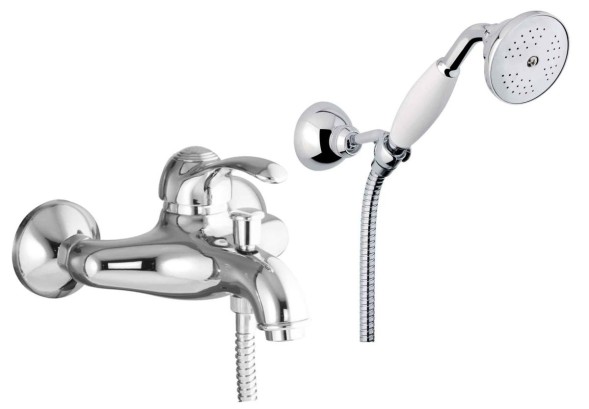 Fiore Jafar, однорычажный смеситель для ванны (излив 17,9 см), с набором для душа, цвет бронза