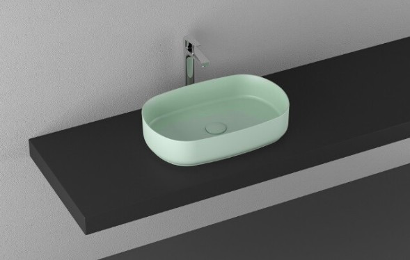 Раковина ISVEA Infinity накладная ШГВ 550*360*120 отверстия для смесителя отсутствуют цвет мятно-зеленый матовый 10NF65055-2T