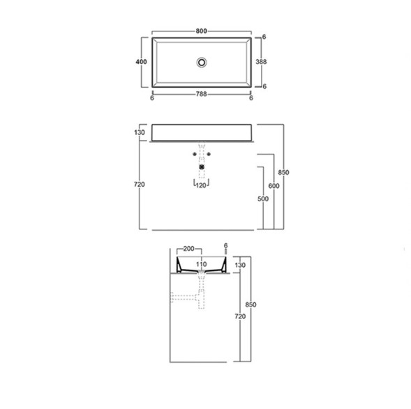 Раковина SIMAS AGILE накладная без отверстий эмалированная с 4 сторон цвет белый AG80