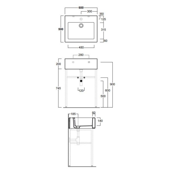 Раковина SIMAS FROZEN подвесная накладная для установки на консоль с одним отверстием в центре цвет белый FZ10