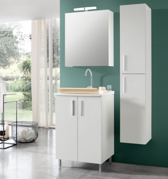 Хозяйственная раковина GEROMIN Lido 7005LIDO с тумбой напольная с 1 отверстием с переливом цвет белый