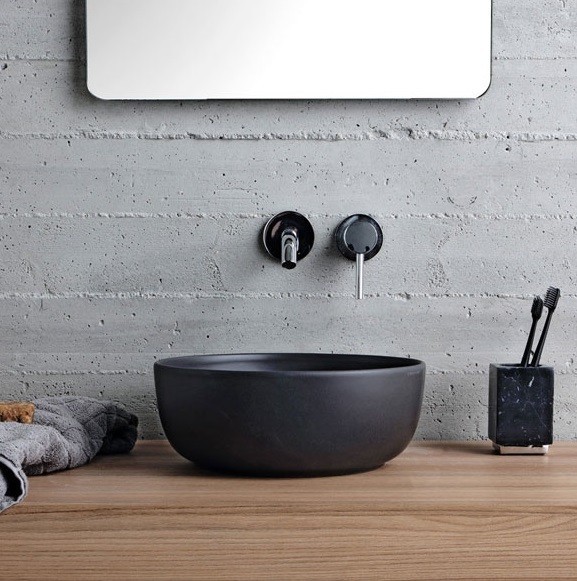 Раковина Scarabeo GLAM накладная без перелива без отверстий цвет черный матовый с антибактериальным и грязеотталкивающим покрытием BIOKER 1808 49 BK