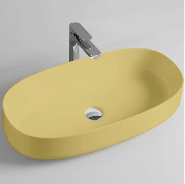 Раковина Artceram Cognac Quadro накладная без отверстий  цвет Zync yellow COL005 12 00