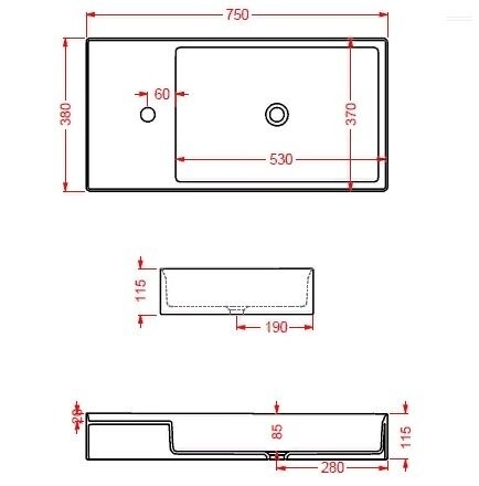 Раковина Artceram Scalino накладная  с одним отверстием цвет белый  SCL004 01 00