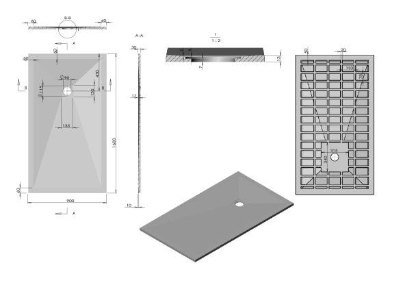 Vincea Поддон для душа из искусственного камня VST-4SR9016W, 1600*900*30, белый матовый