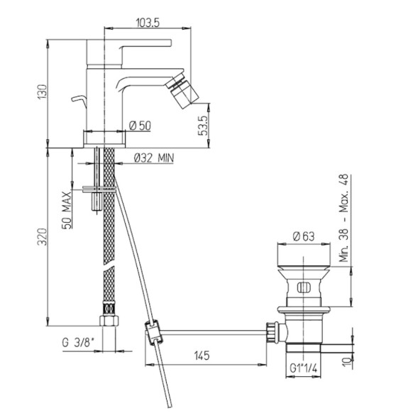 Paini 92CR3062SFTKM Смеситель для биде Арена с д/к, хром