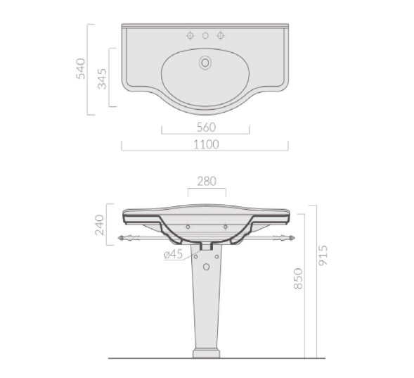 Раковина GALASSIA ETHOS 8435M подвесная с одним отверстием с переливом цвет белый глянцевый