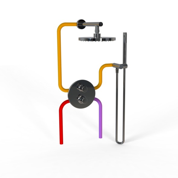 Paini Комплект на 2 потребителя с термостатом Cox , для душа, хром