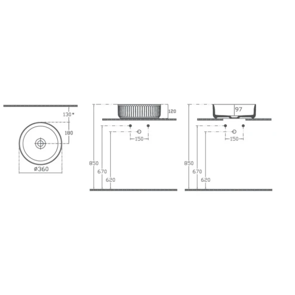 Раковина накладная ISVEA Infinity Ion круглая 36см, без отв. под смеситель цвет белый 10NF66036