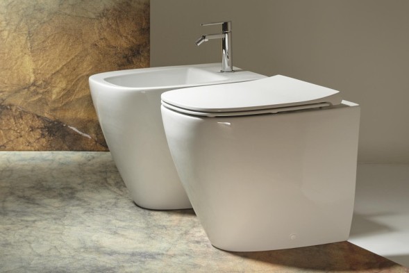 Биде SIMAS JUNIPER Напольное приставное с одним отверстием цвет белый JU04