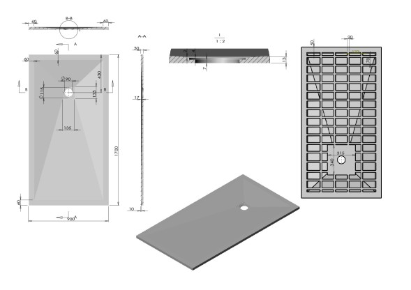 Vincea Поддон для душа из искусственного камня  VST-4SR9017W, 1700*900*30, белый матовый