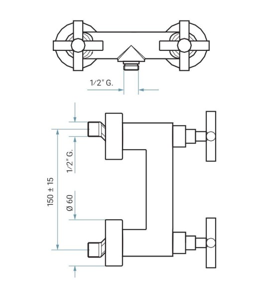Emmevi Spirit New, двухвентильный смеситель для душа, без набора для душа, цвет золото 31002/OR