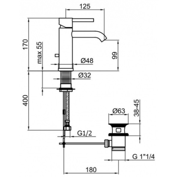 Смеситель для раковины Webert Elio EL830102560. черный