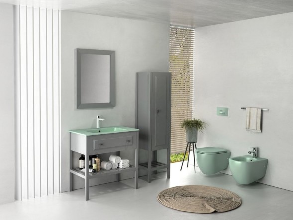 Раковина ISVEA SistemaT накладная ШГВ 810*465*140 отверстия для смесителя 1 цвет мятно-зеленый матовый 10SL51081-2T