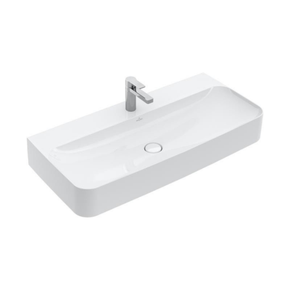 Villeroy&amp;Boch Раковина, Finion, шгв 1000*470*105, отверстия для смесителя-1 сквозное, 2 промаркированных, CeramicPlus, цвет-альпийский белый 4168A2R1