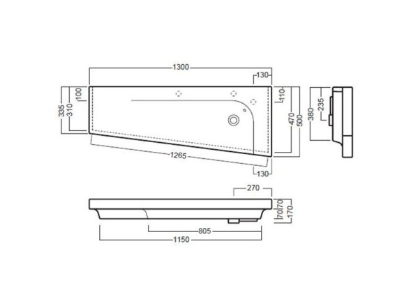 Раковина HATRIA GRANDANGOLO Y0V001 подвесная или на тумбу без отверстия с переливом цвет белый