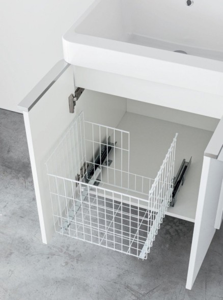 Хозяйственная раковина GEROMIN Round RA66 с тумбой и сифоном подвесная без отверстия с переливом цвет белый