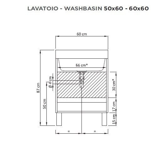 Хозяйственная раковина GEROMIN Round RA66 с тумбой и сифоном подвесная без отверстия с переливом цвет белый