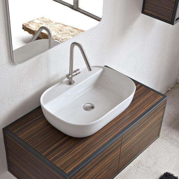 Раковина Scarabeo GLAM накладная без перелива с одним отверстием цвет белый 1802