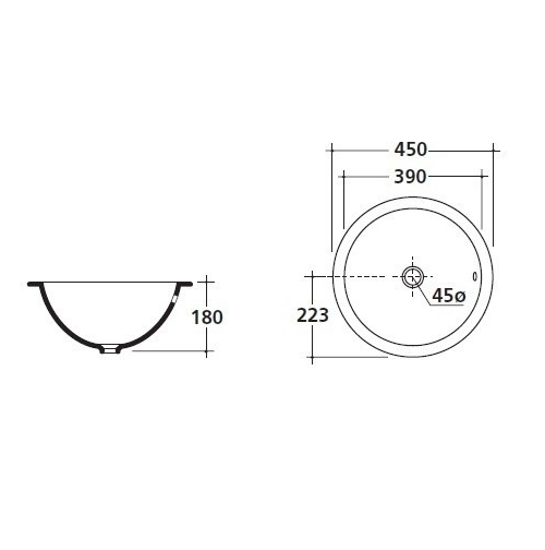 Раковина GALASSIA LENE 6023 встраиваемая сверху без отверстий с переливом цвет белый глянцевый