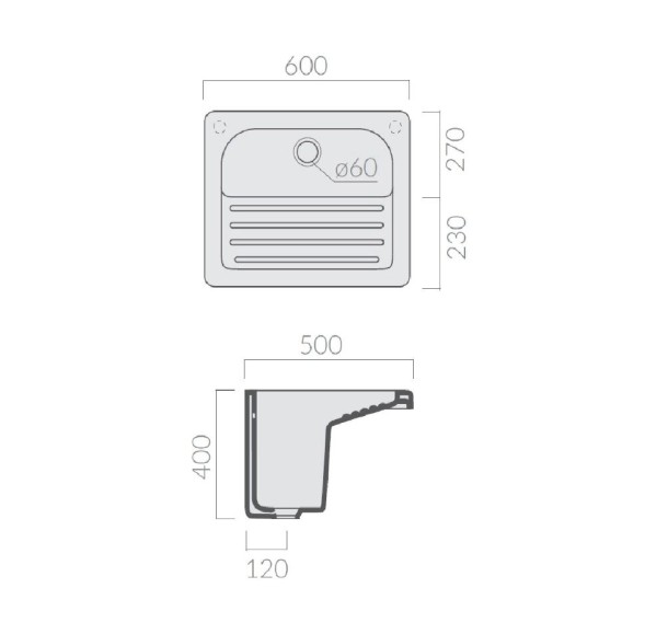 Раковина GALASSIA VE NERE 2016 хозяйственная встраиваемая сверху на тумбу 9028