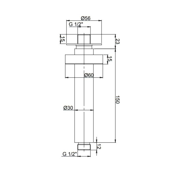 Paini 50PZ744T615BI Кронштейн для верхнего душа потолочный, круглый, 150 мм, брашированный чёрный